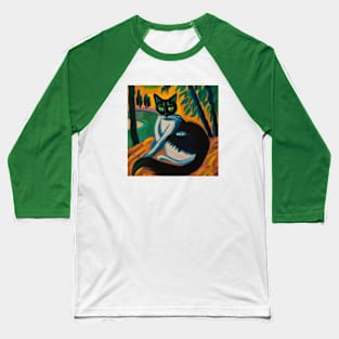 Cat in the Style of Paul Gauguin Baseball T-Shirt